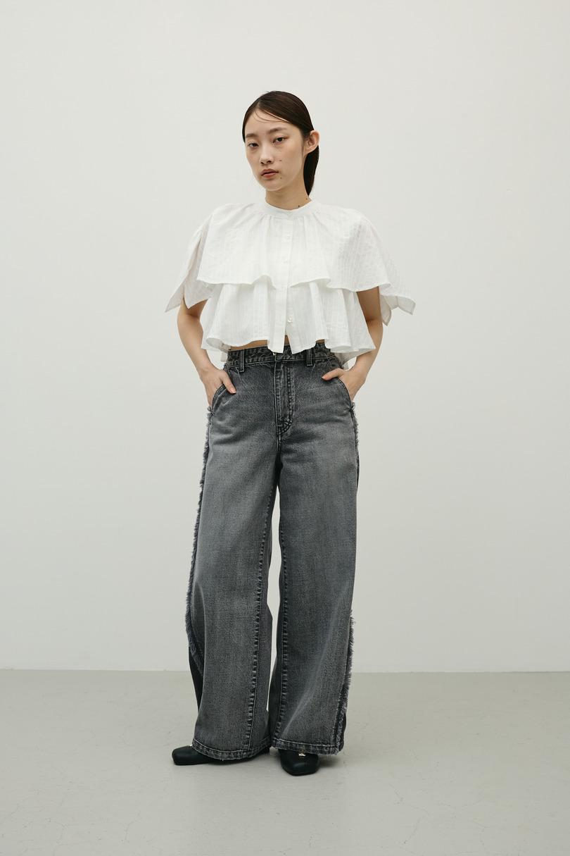 サイドフリンジワイドデニム 詳細画像 BLK 2