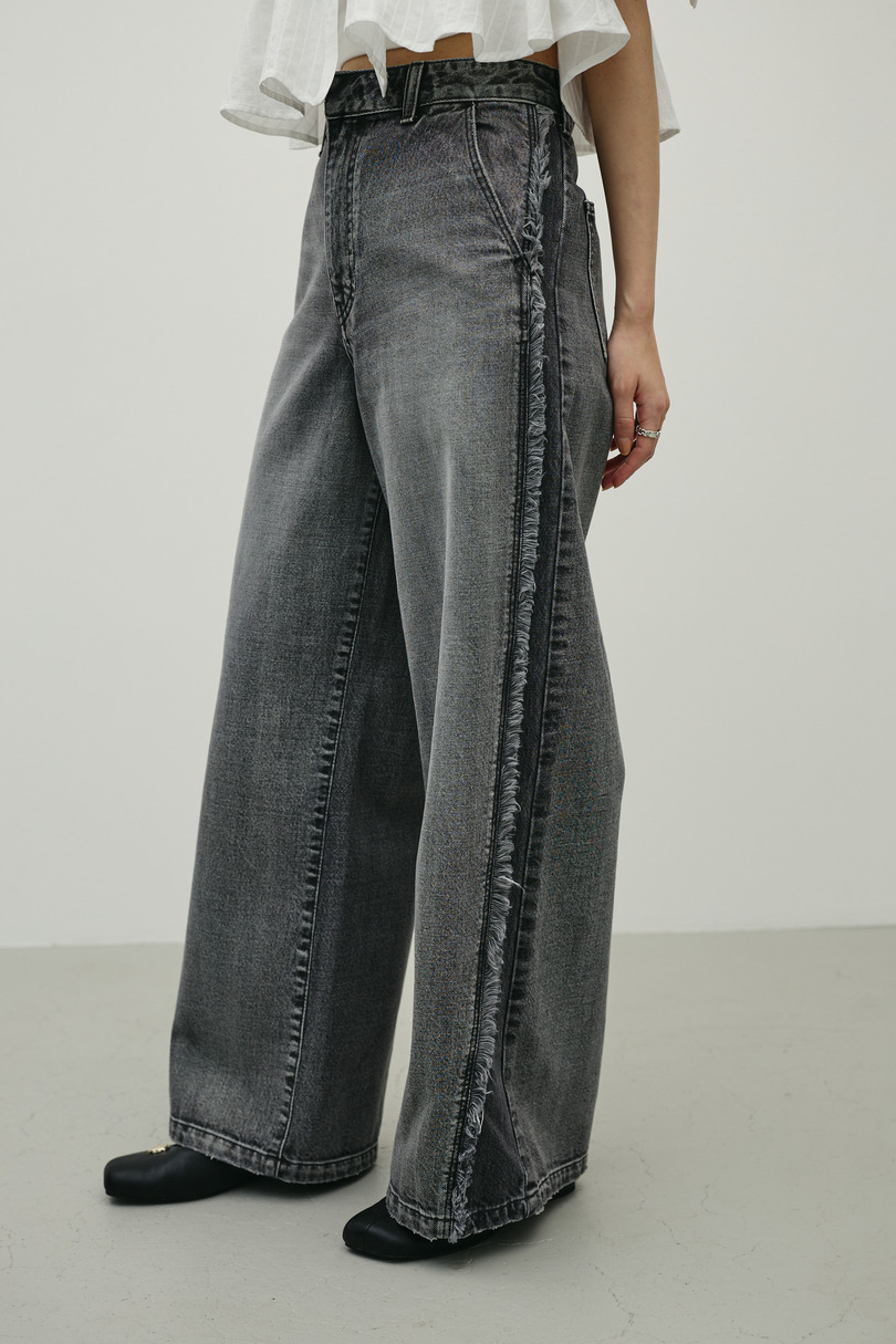 サイドフリンジワイドデニム 詳細画像 BLK 4