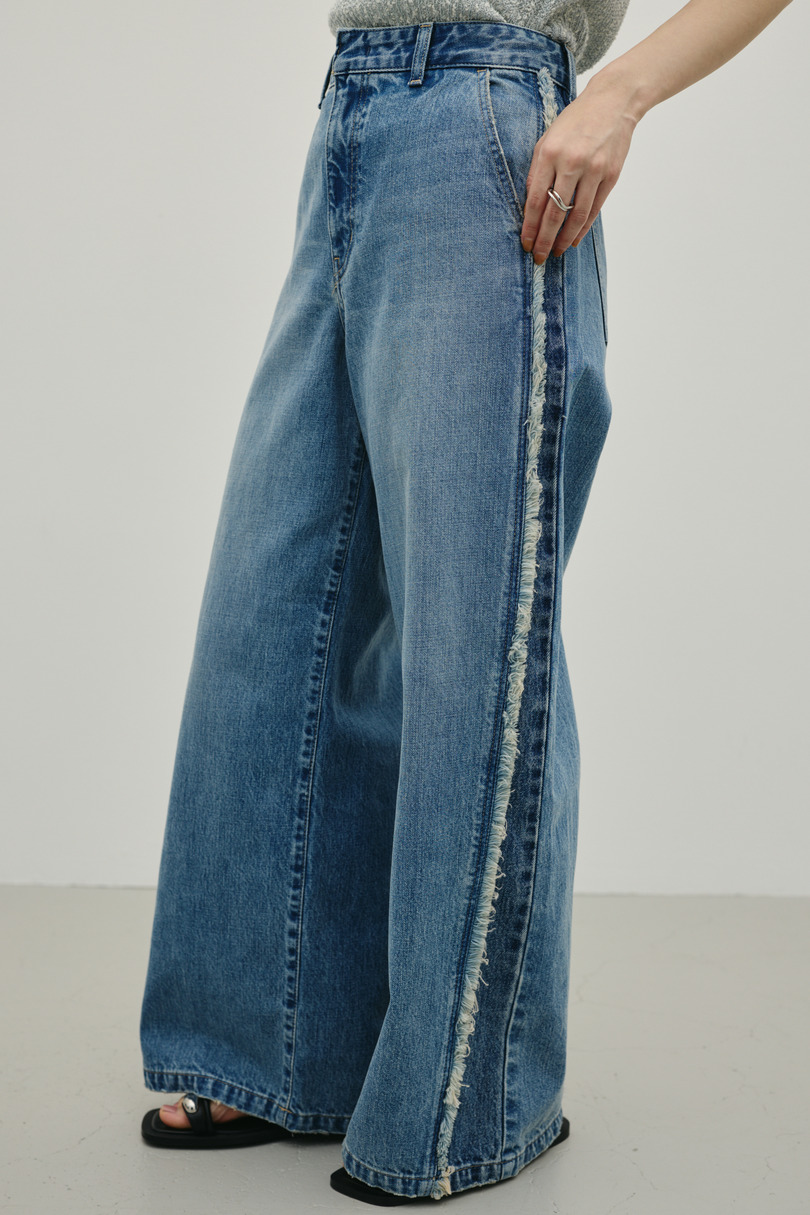 サイドフリンジワイドデニム