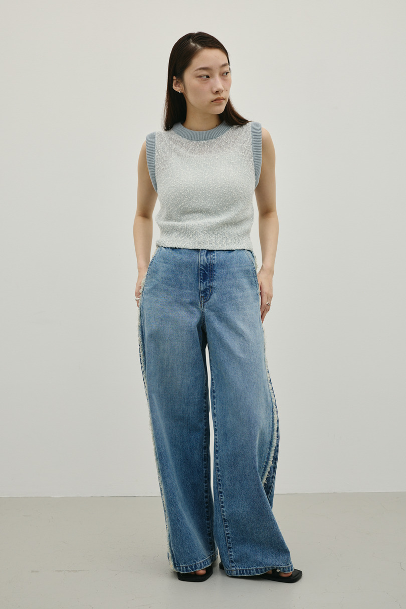 サイドフリンジワイドデニム 詳細画像 BLU 3