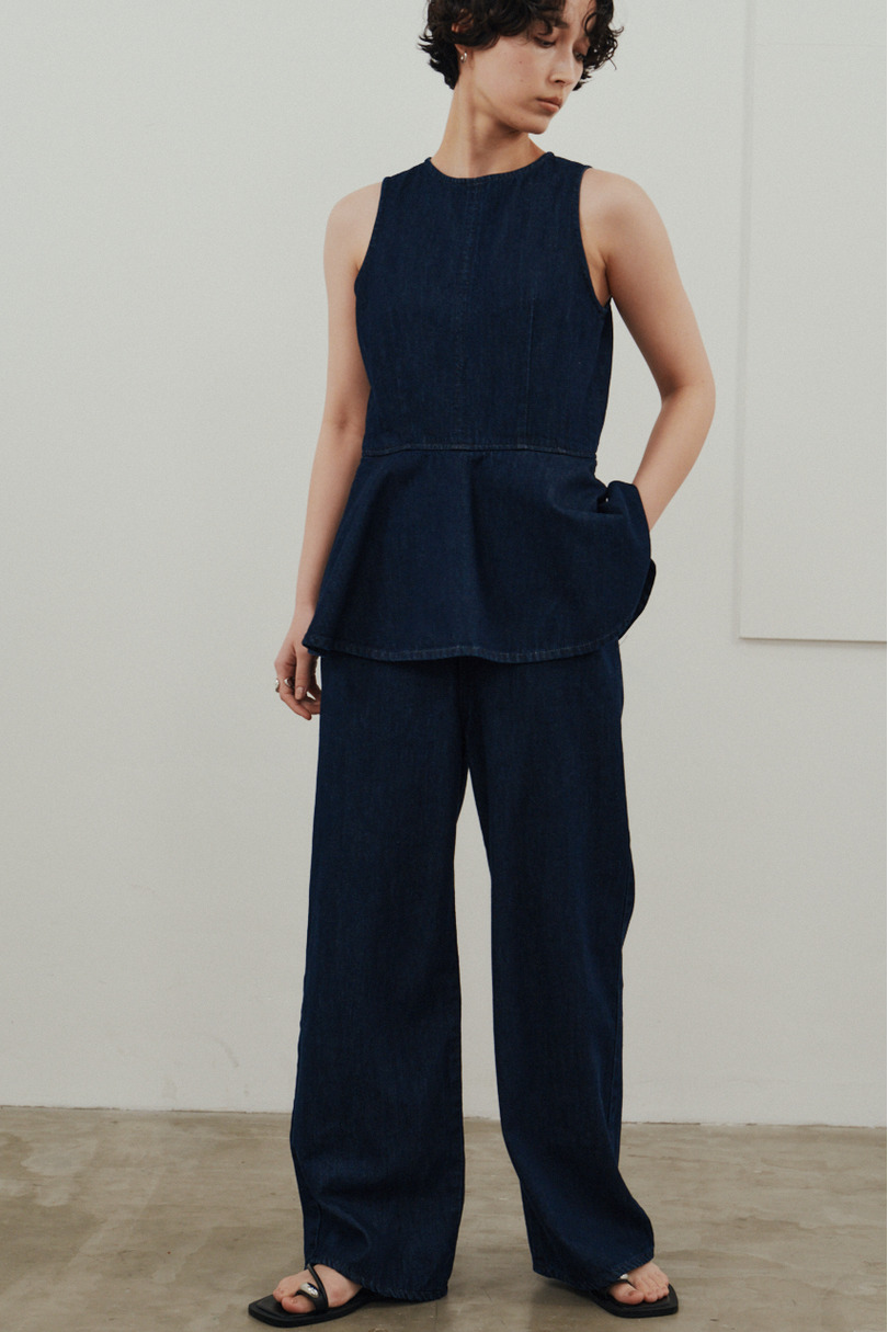 ペプラムデニムオールインワン