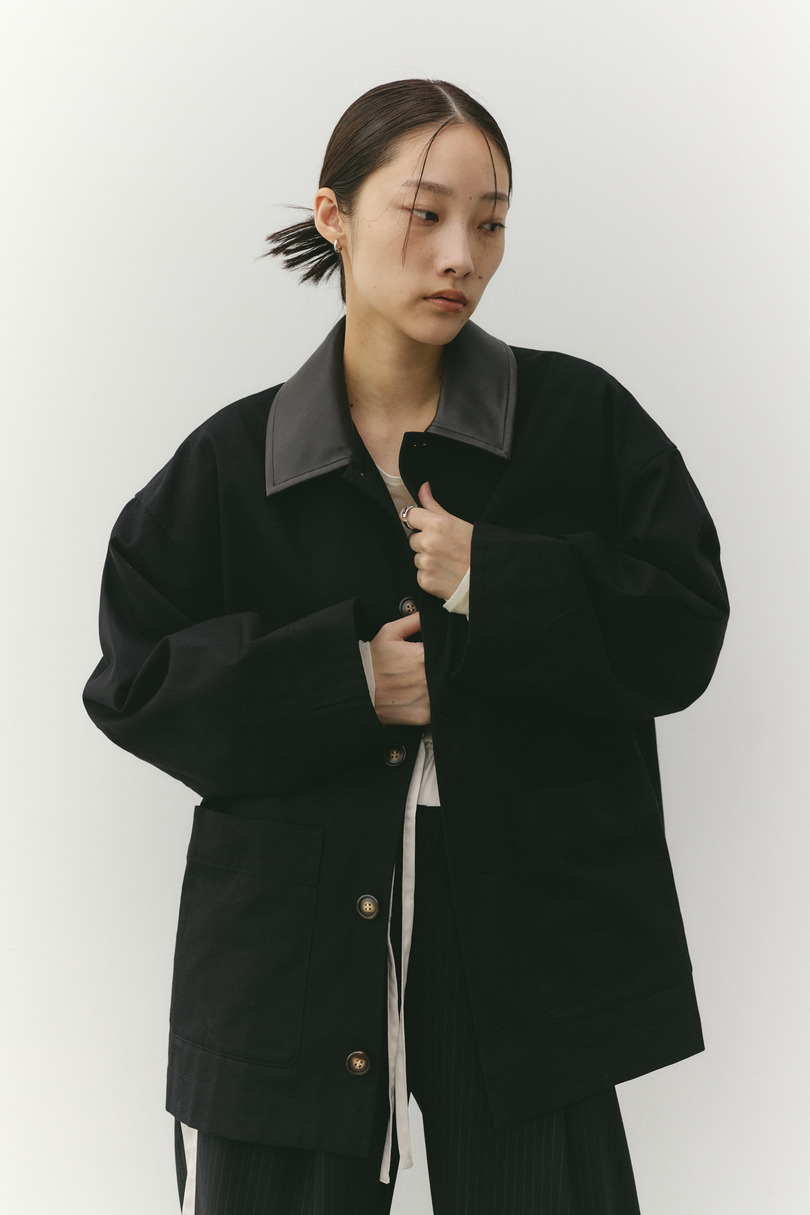 フェイクレザーカラーカバーオール