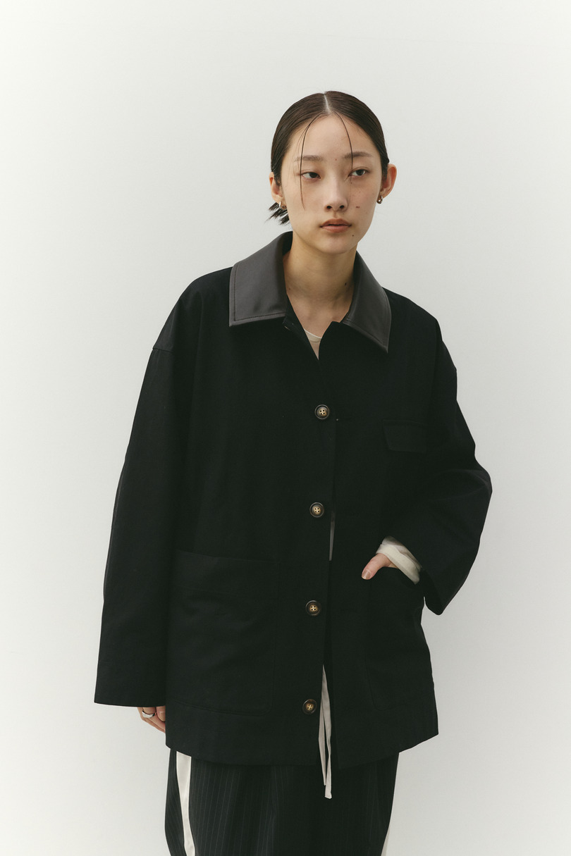 フェイクレザーカラーカバーオール 詳細画像 BLK 13