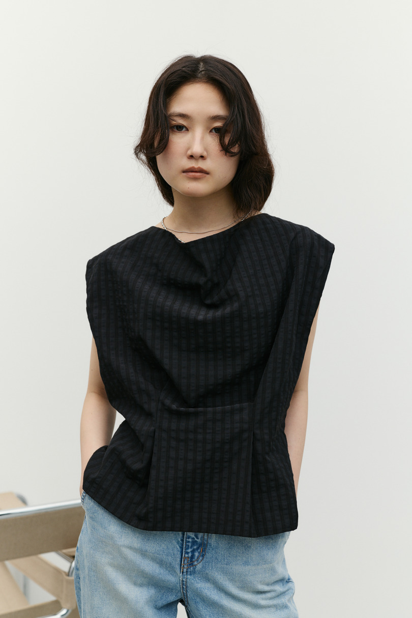 バックリボンチェックブラウス 詳細画像 BLK 2