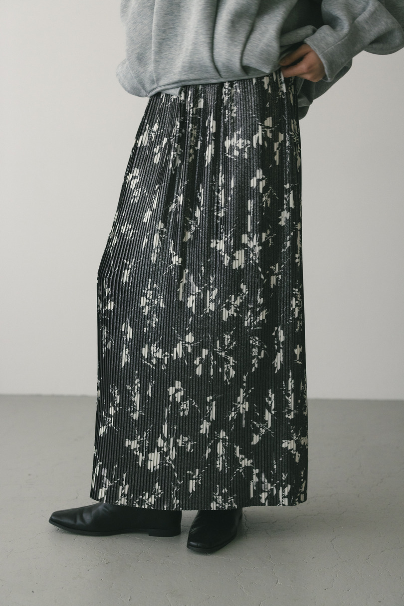 フラワープリントプリーツスカート 詳細画像 BLK 3