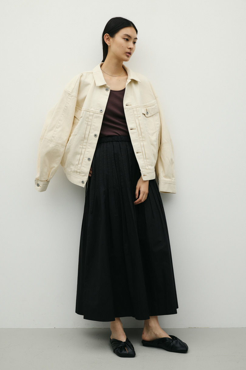 タックプリーツフレアスカート 詳細画像 BLK 2