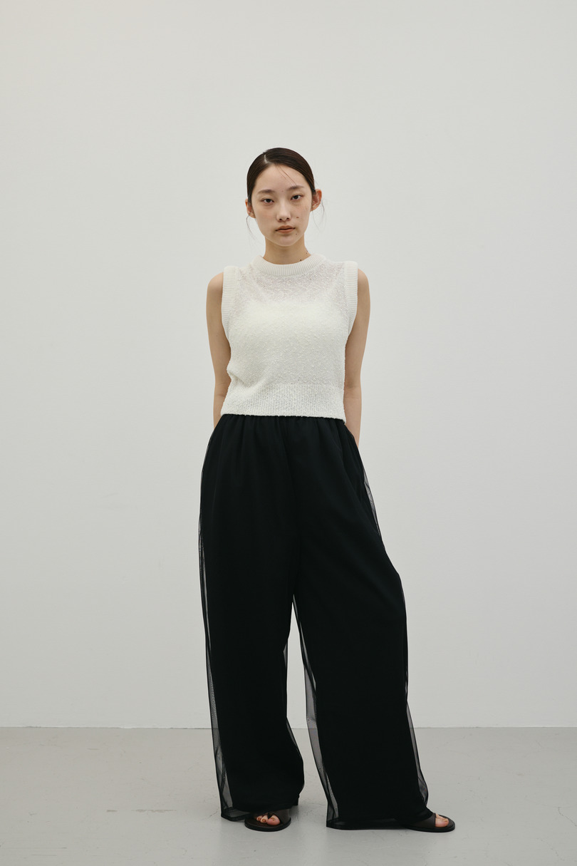 シアーレイヤードリラックスパンツ 詳細画像 BLK 2