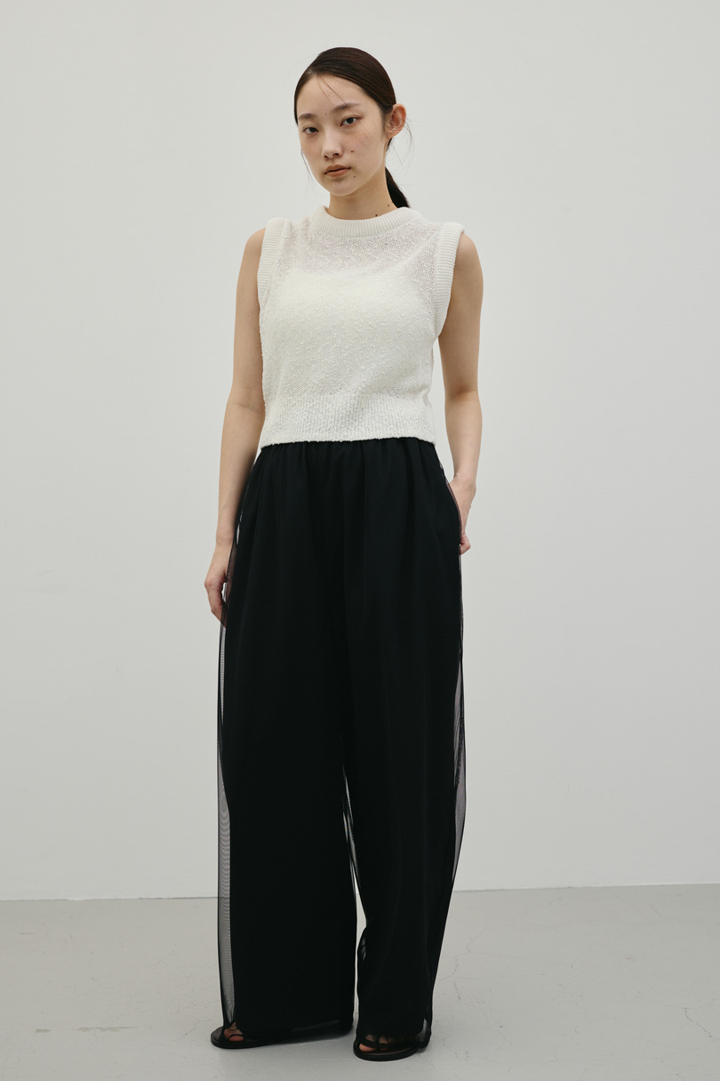 シアーレイヤードリラックスパンツ 詳細画像 BLK 3