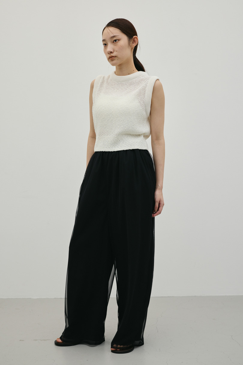 シアーレイヤードリラックスパンツ 詳細画像 BLK 4