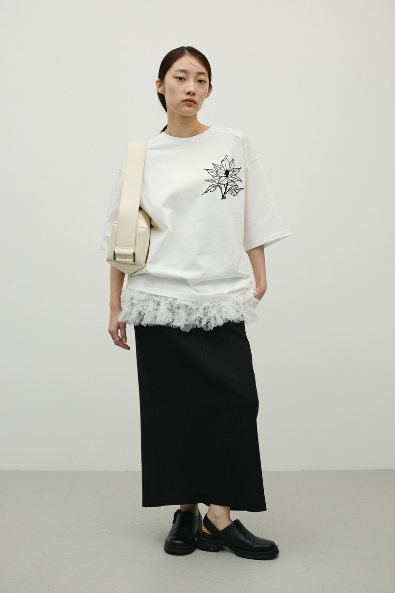 リネンライクストレートスカート 詳細画像 BLK 2