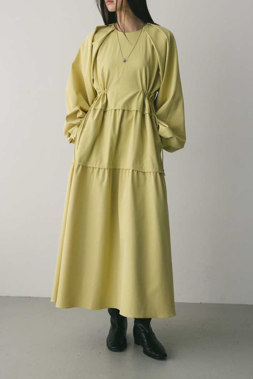 ウエストドロストティアードワンピース