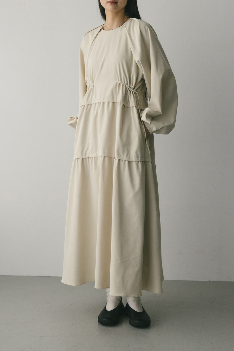 ウエストドロストティアードワンピース