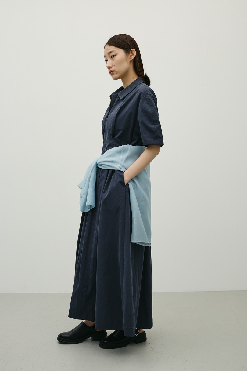 ウエストギャザーシャツワンピース 詳細画像 BLK 2