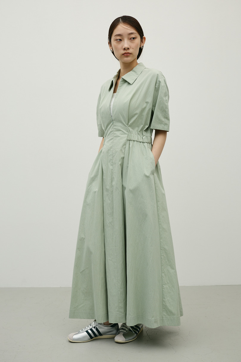 ウエストギャザーシャツワンピース