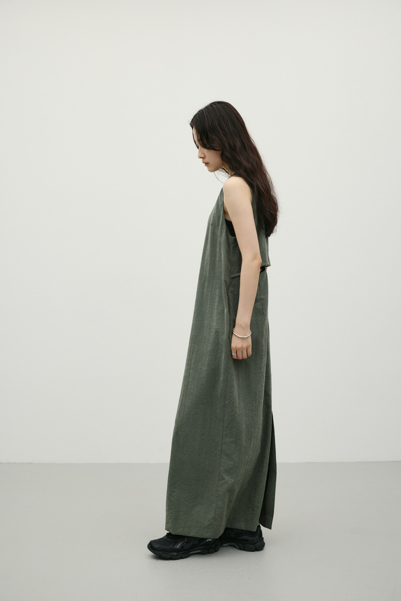 マットサテンバックオープンワンピース