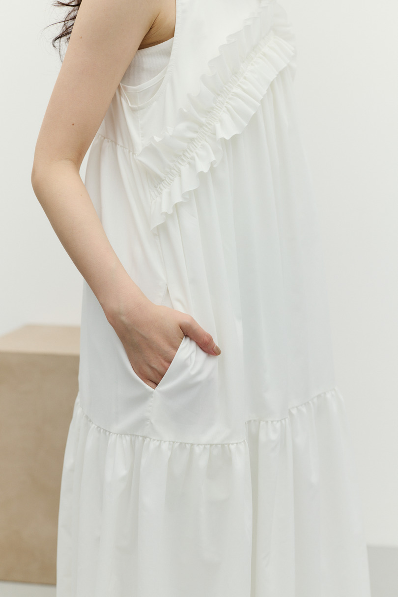 アシンメトリーフリルティアードワンピース 詳細画像 WHT 12
