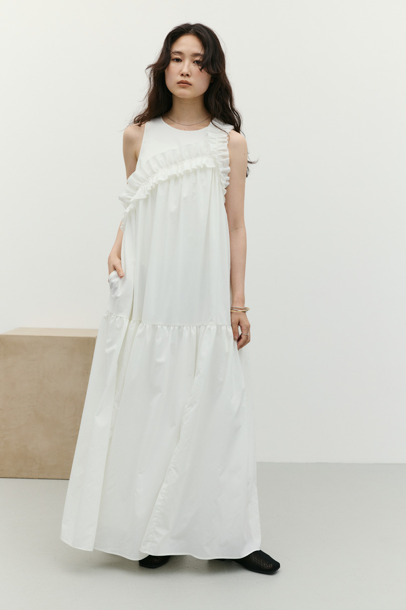 アシンメトリーフリルティアードワンピース 詳細画像 WHT 5