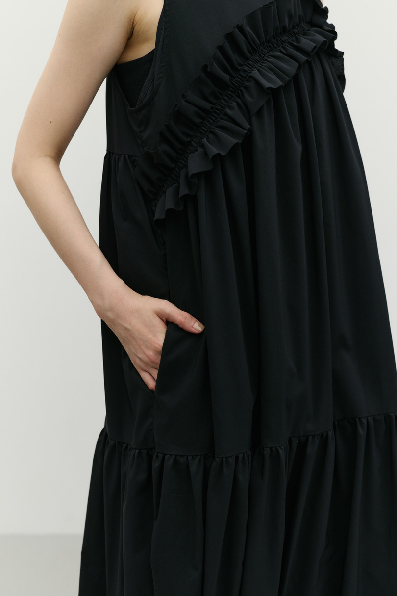 アシンメトリーフリルティアードワンピース 詳細画像 BLK 10
