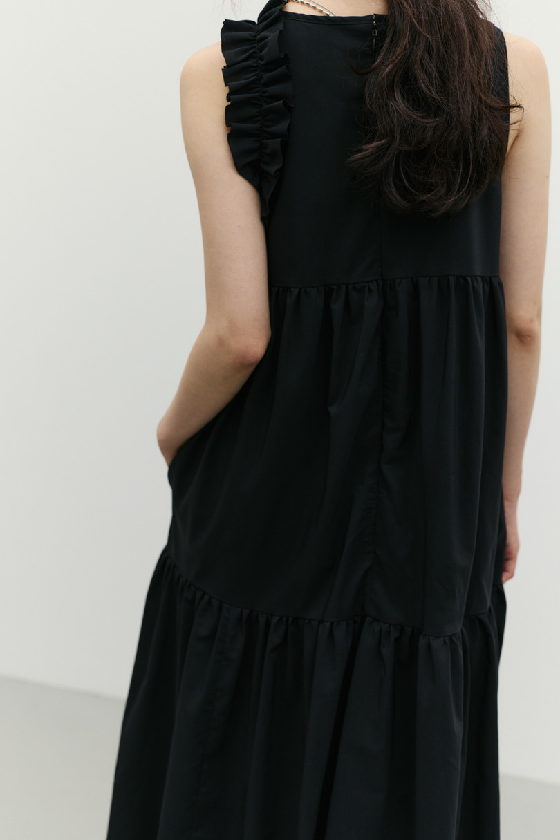 アシンメトリーフリルティアードワンピース 詳細画像 BLK 14