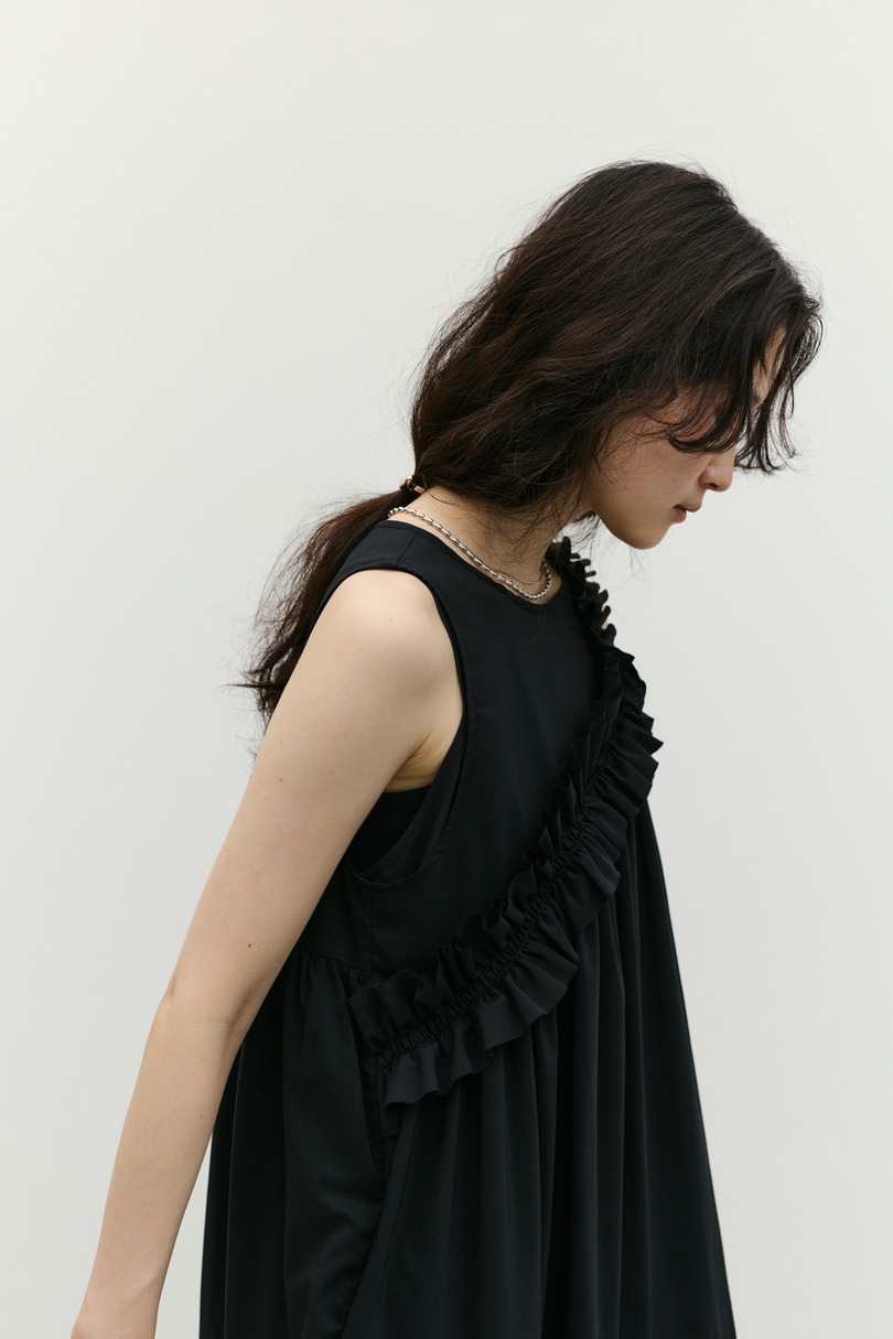 アシンメトリーフリルティアードワンピース 詳細画像 BLK 8