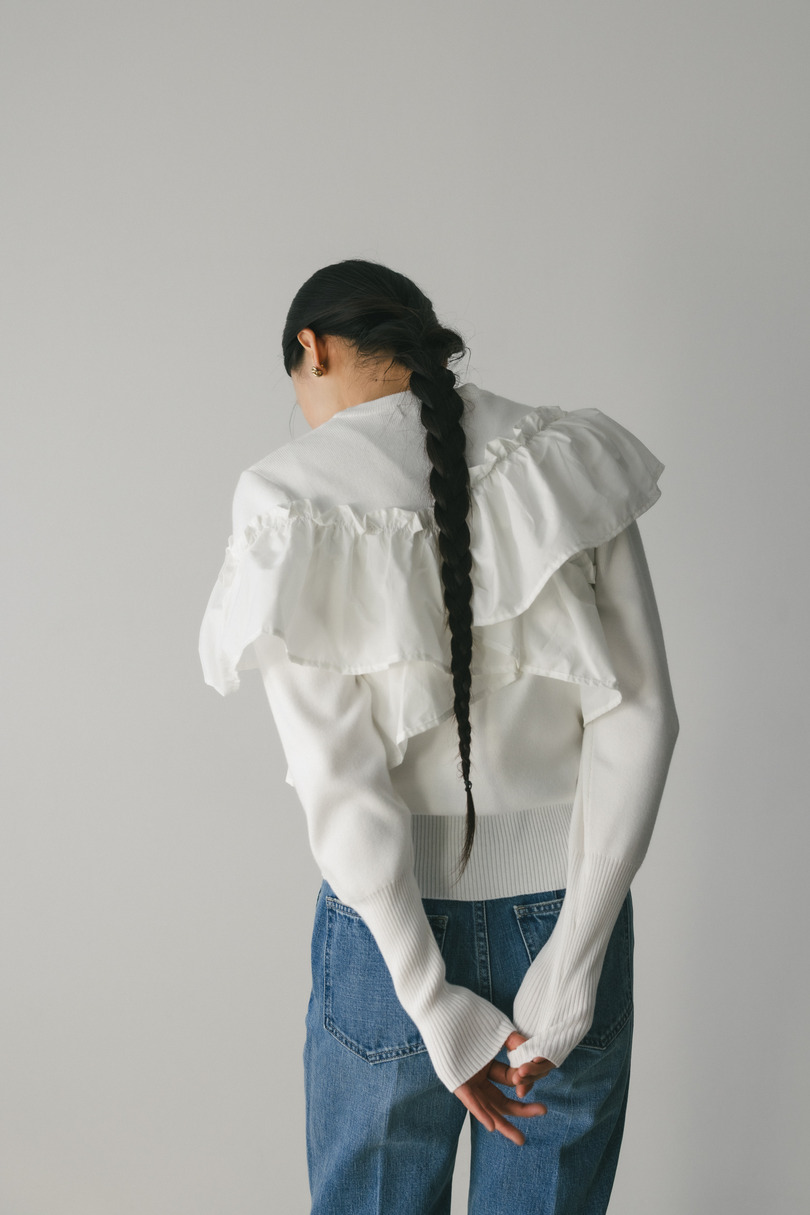 アシンメトリーフリルニットトップ