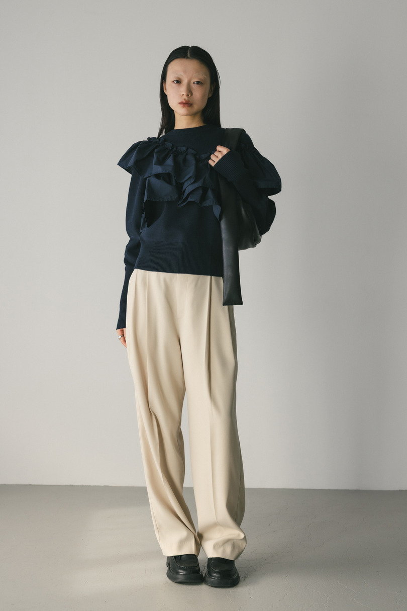 アシンメトリーフリルニットトップ 詳細画像 NVY 2