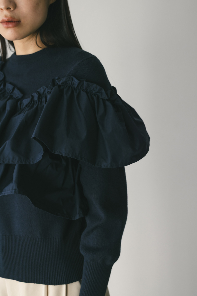 アシンメトリーフリルニットトップ 詳細画像 NVY 6
