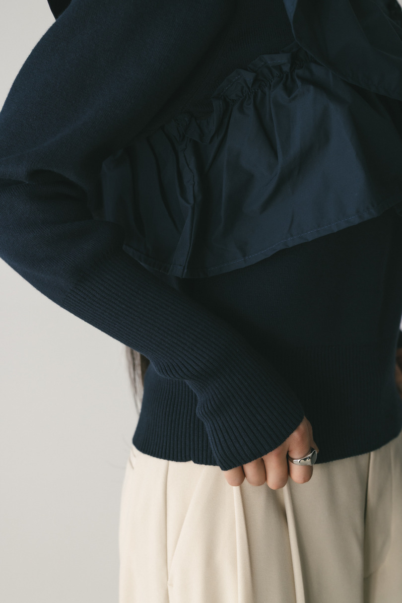 アシンメトリーフリルニットトップ 詳細画像 NVY 7