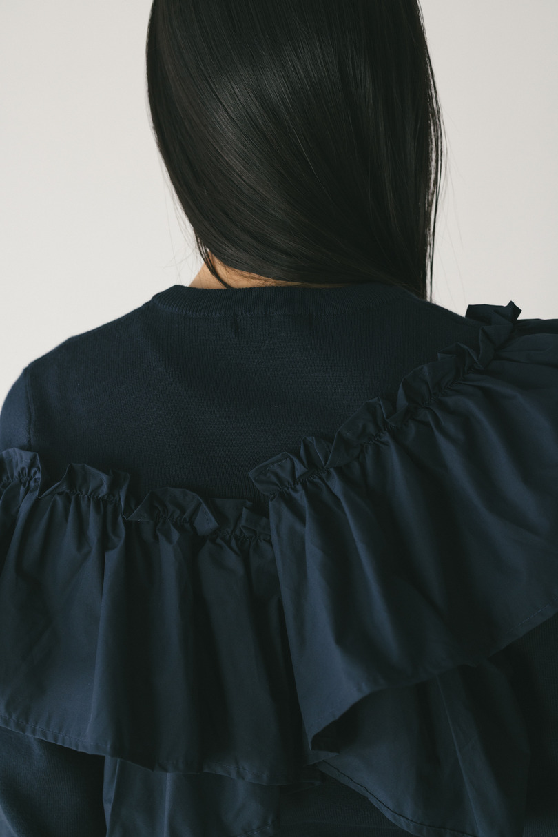 アシンメトリーフリルニットトップ 詳細画像 NVY 8