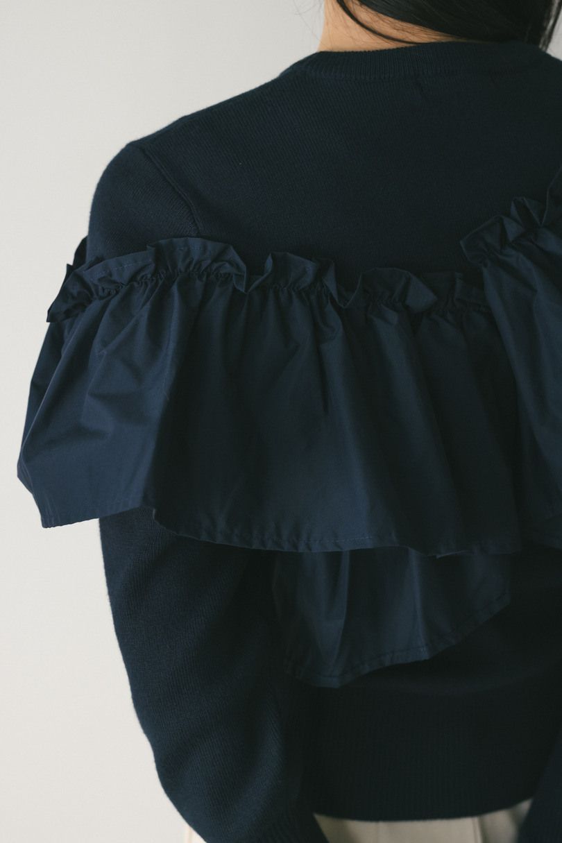 アシンメトリーフリルニットトップ 詳細画像 NVY 9