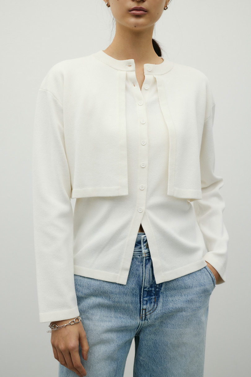 レイヤードニットカーデ 詳細画像 WHT 6