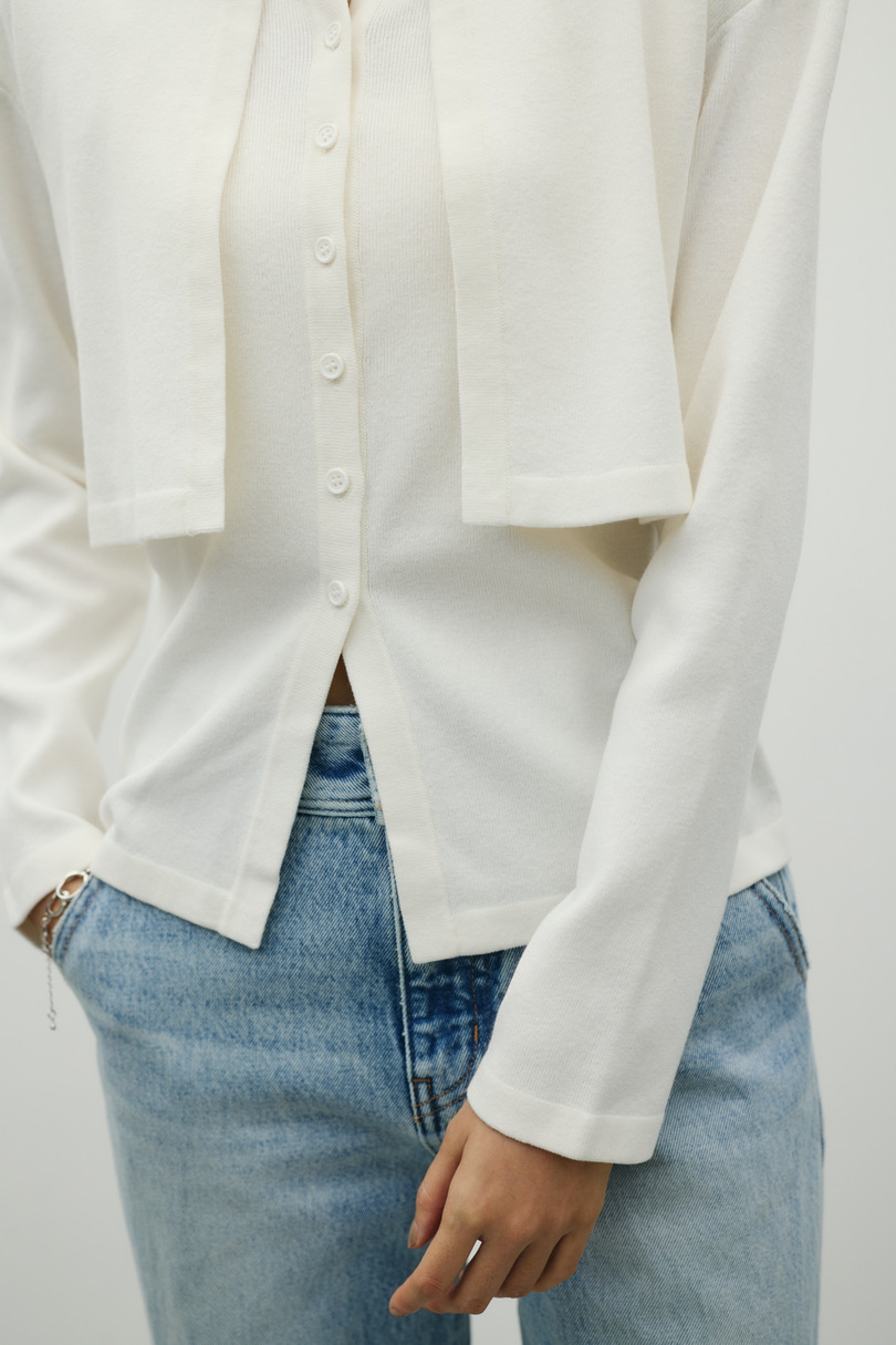 レイヤードニットカーデ 詳細画像 WHT 8