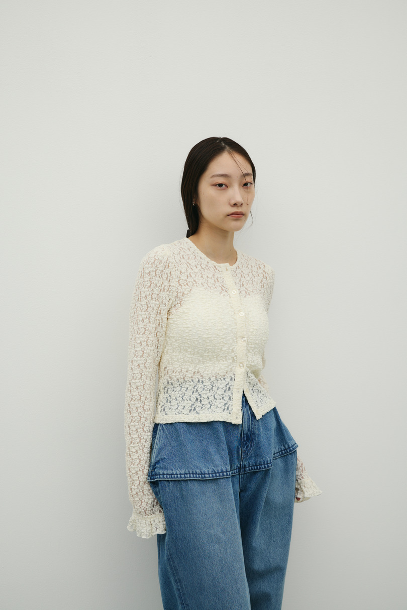 タックショルダーレースカーデ 詳細画像 IVOY 5