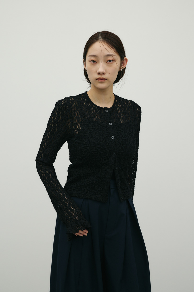 タックショルダーレースカーデ 詳細画像 BLK 5