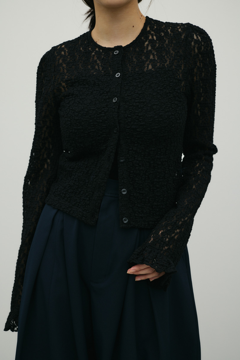 タックショルダーレースカーデ 詳細画像 BLK 7