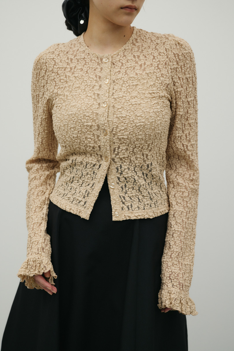 タックショルダーレースカーデ