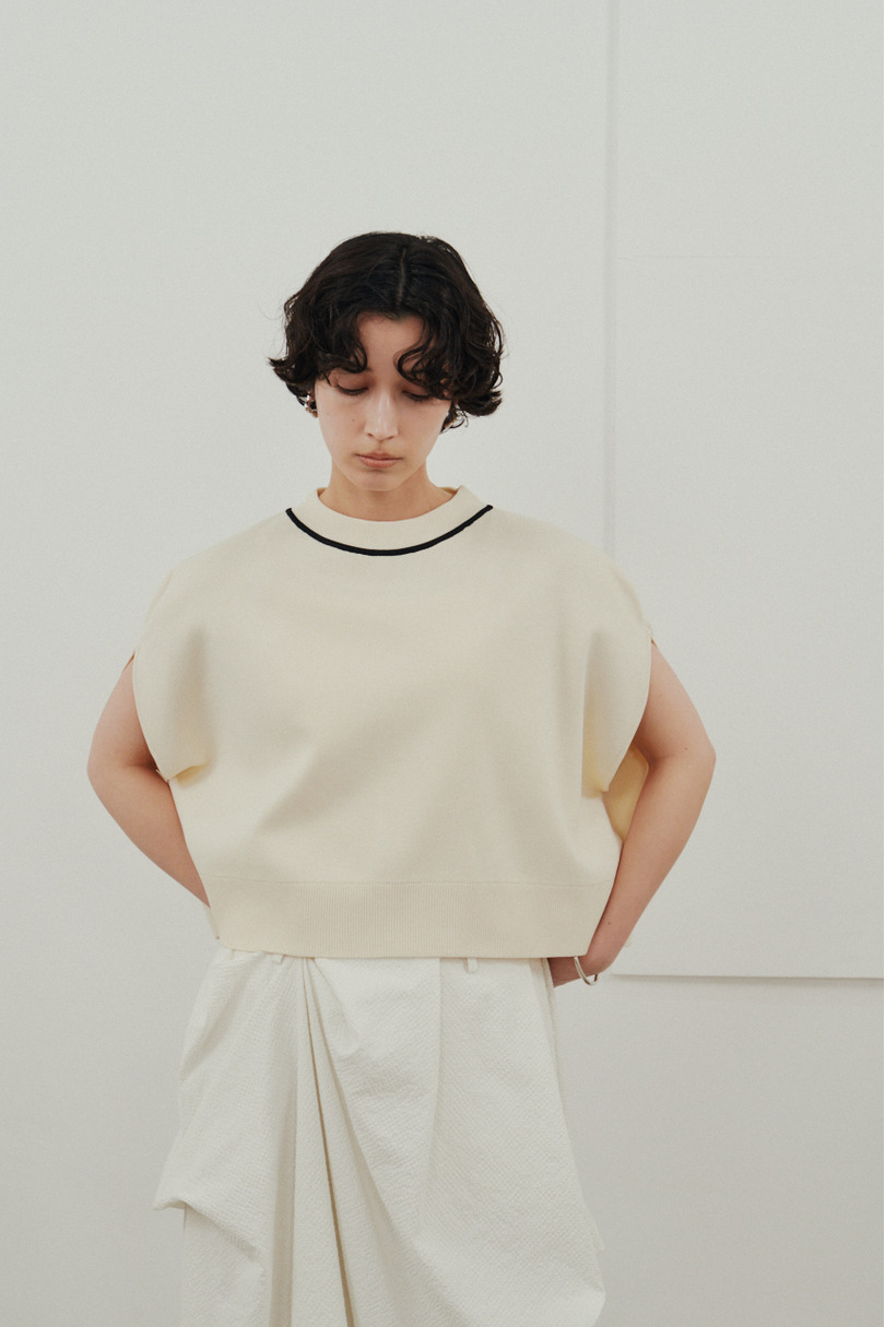 パイピングニットトップ 詳細画像 WHT 7