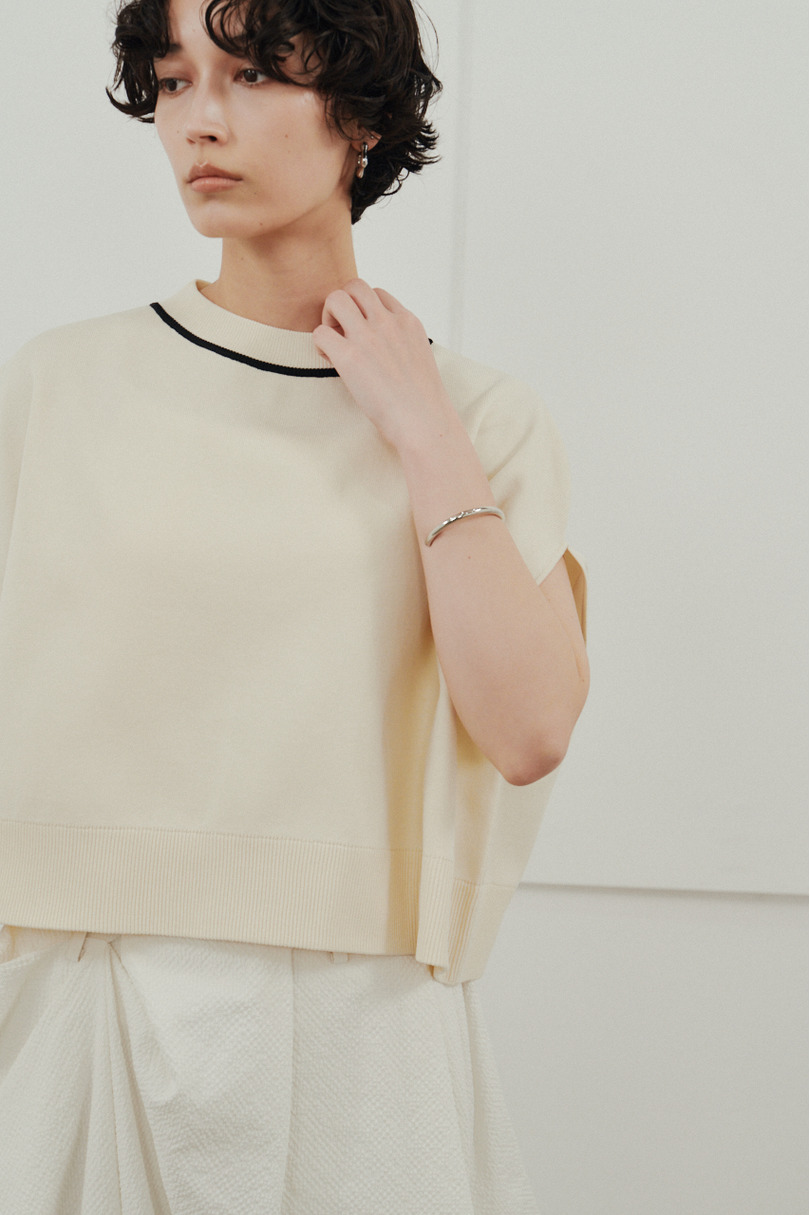 パイピングニットトップ 詳細画像 WHT 8