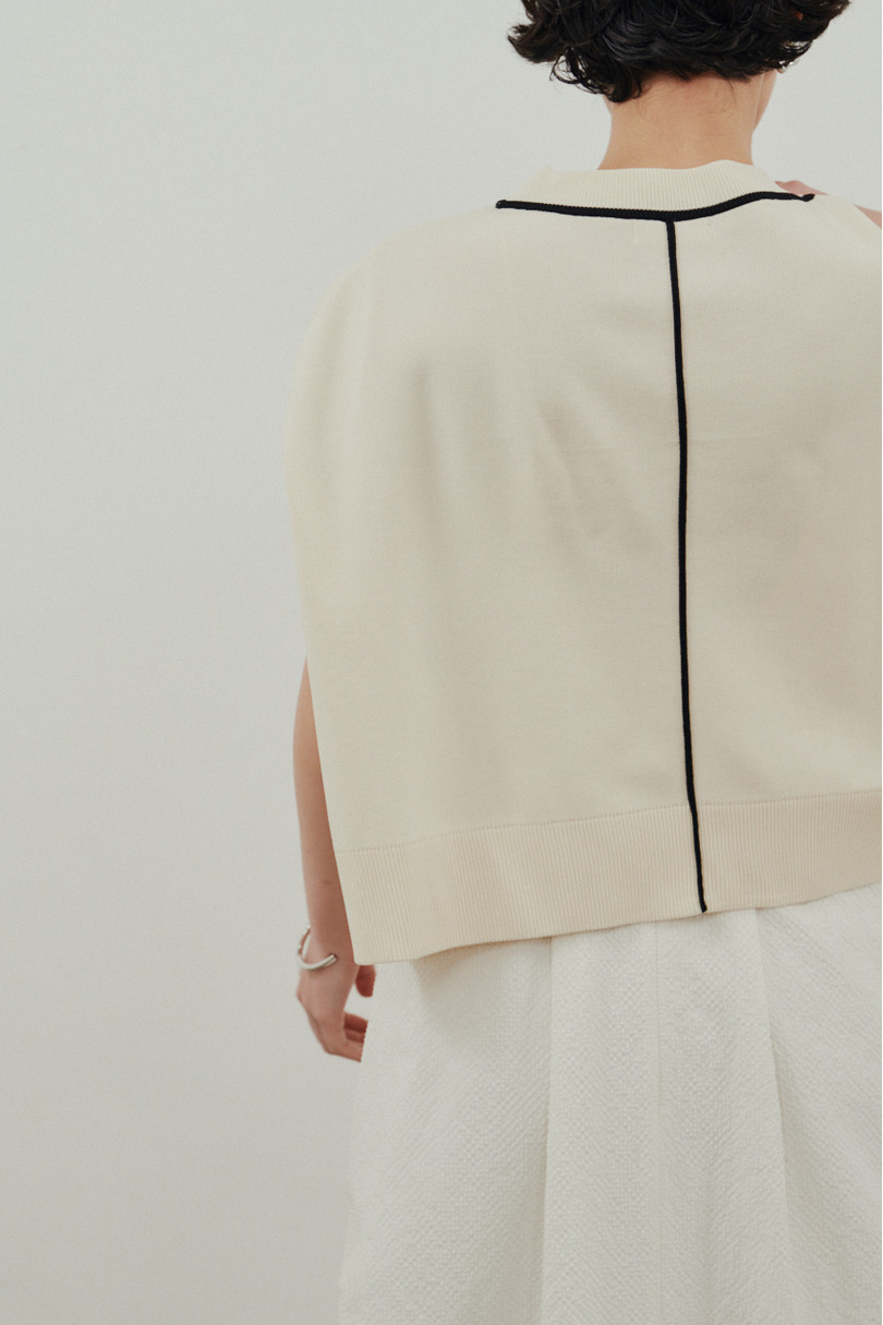 パイピングニットトップ 詳細画像 WHT 9