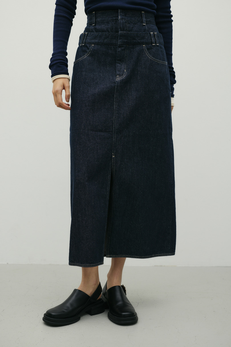 ダブルウエストデニムスカート