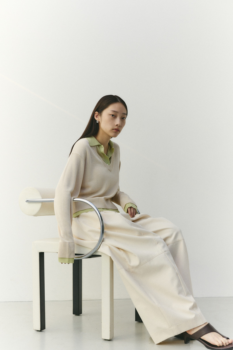 レイヤードポロニットトップ 詳細画像 L/BEG 2