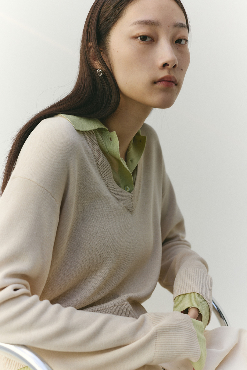 レイヤードポロニットトップ 詳細画像 L/BEG 5