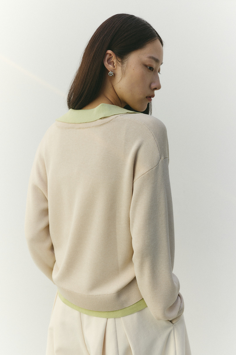 レイヤードポロニットトップ 詳細画像 L/BEG 9