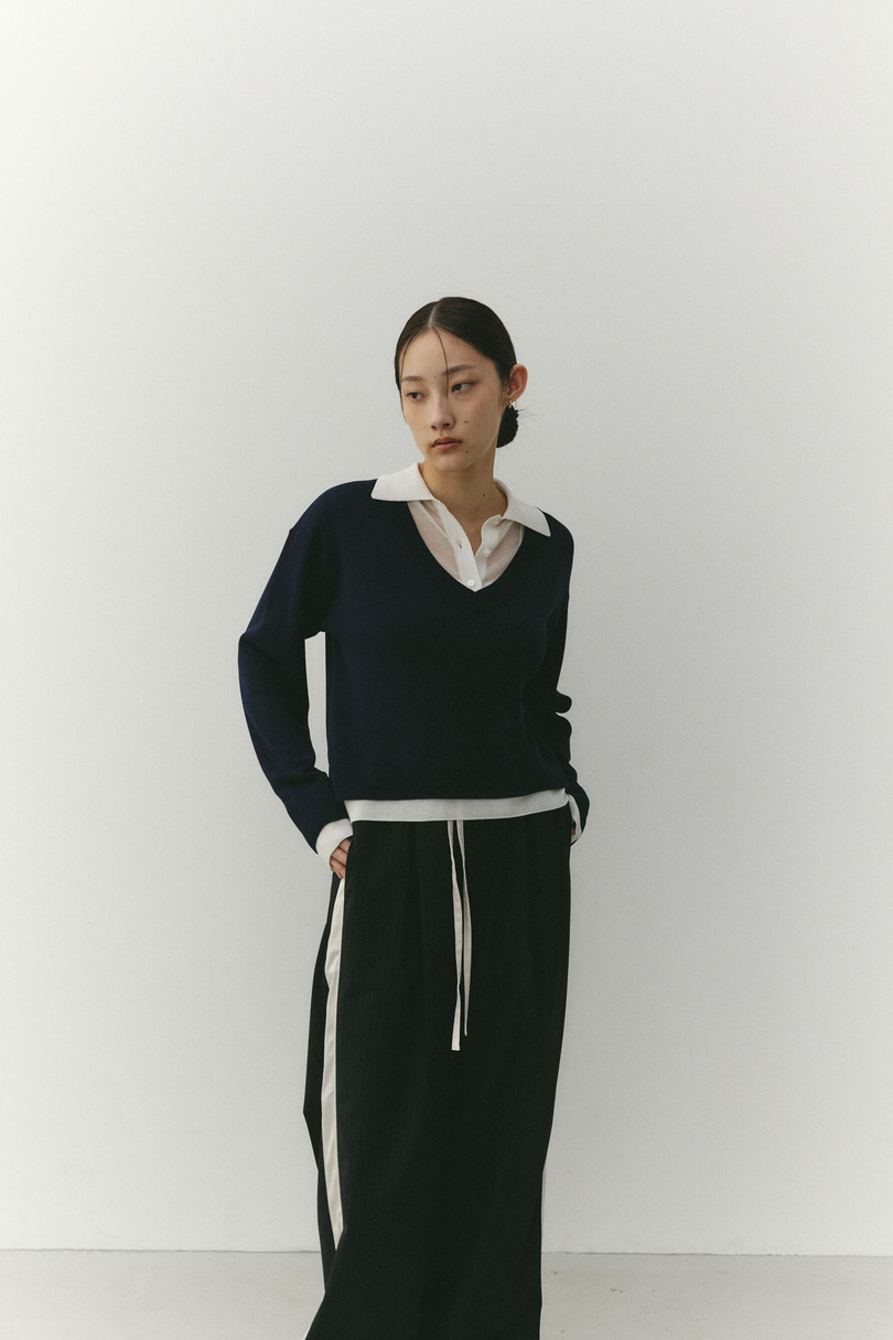 レイヤードポロニットトップ 詳細画像 NVY 6