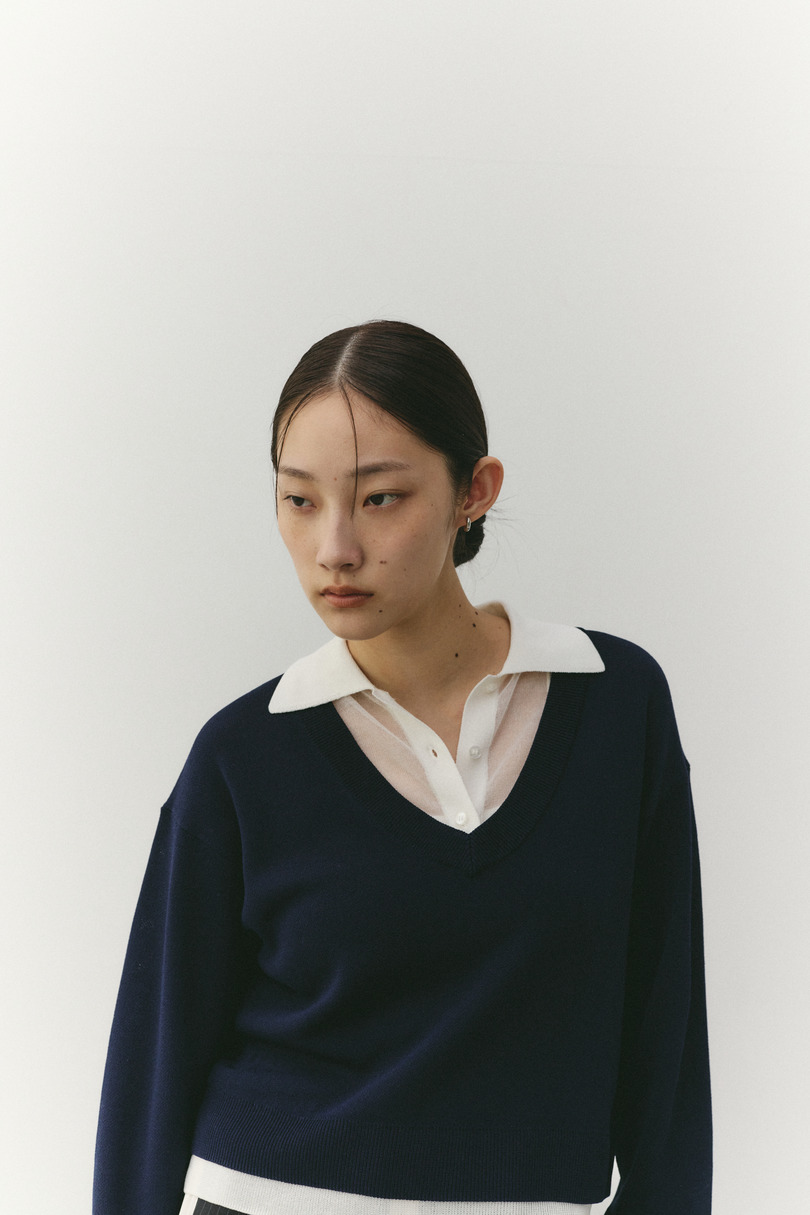 レイヤードポロニットトップ 詳細画像 NVY 8
