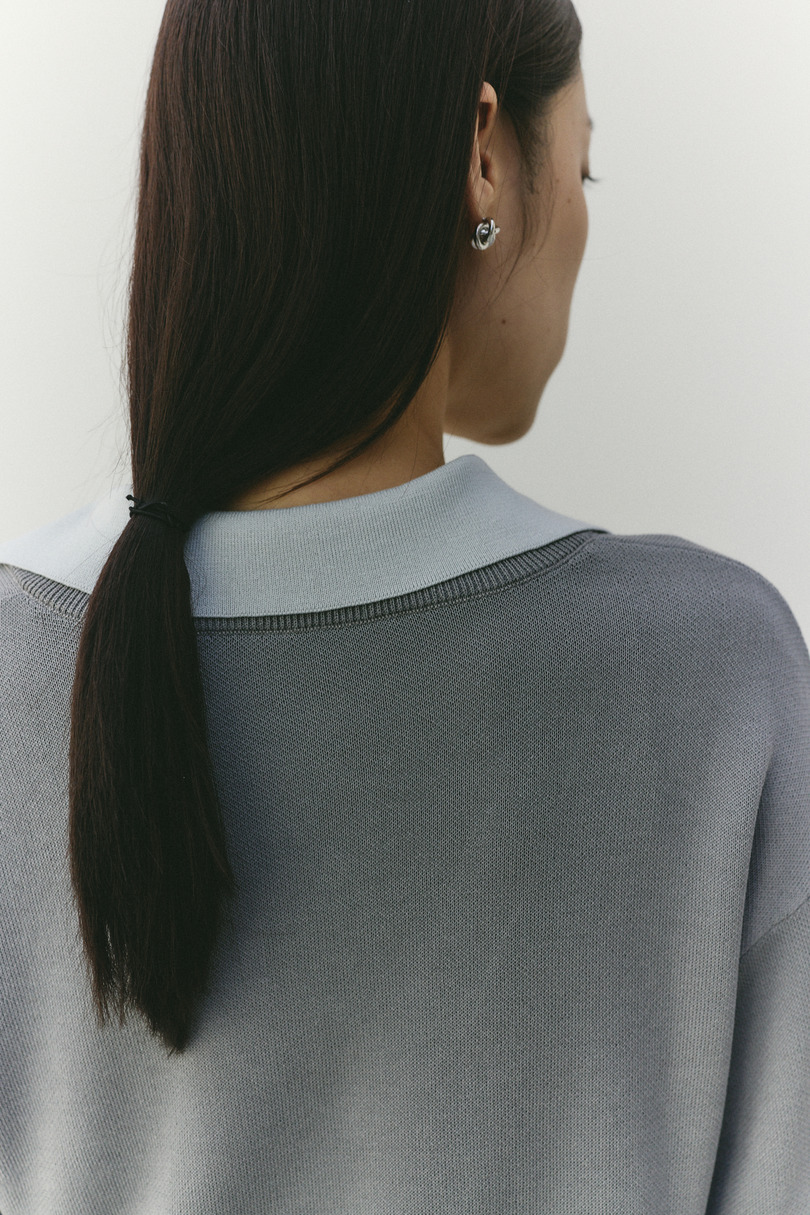 レイヤードポロニットトップ 詳細画像 GRY 8