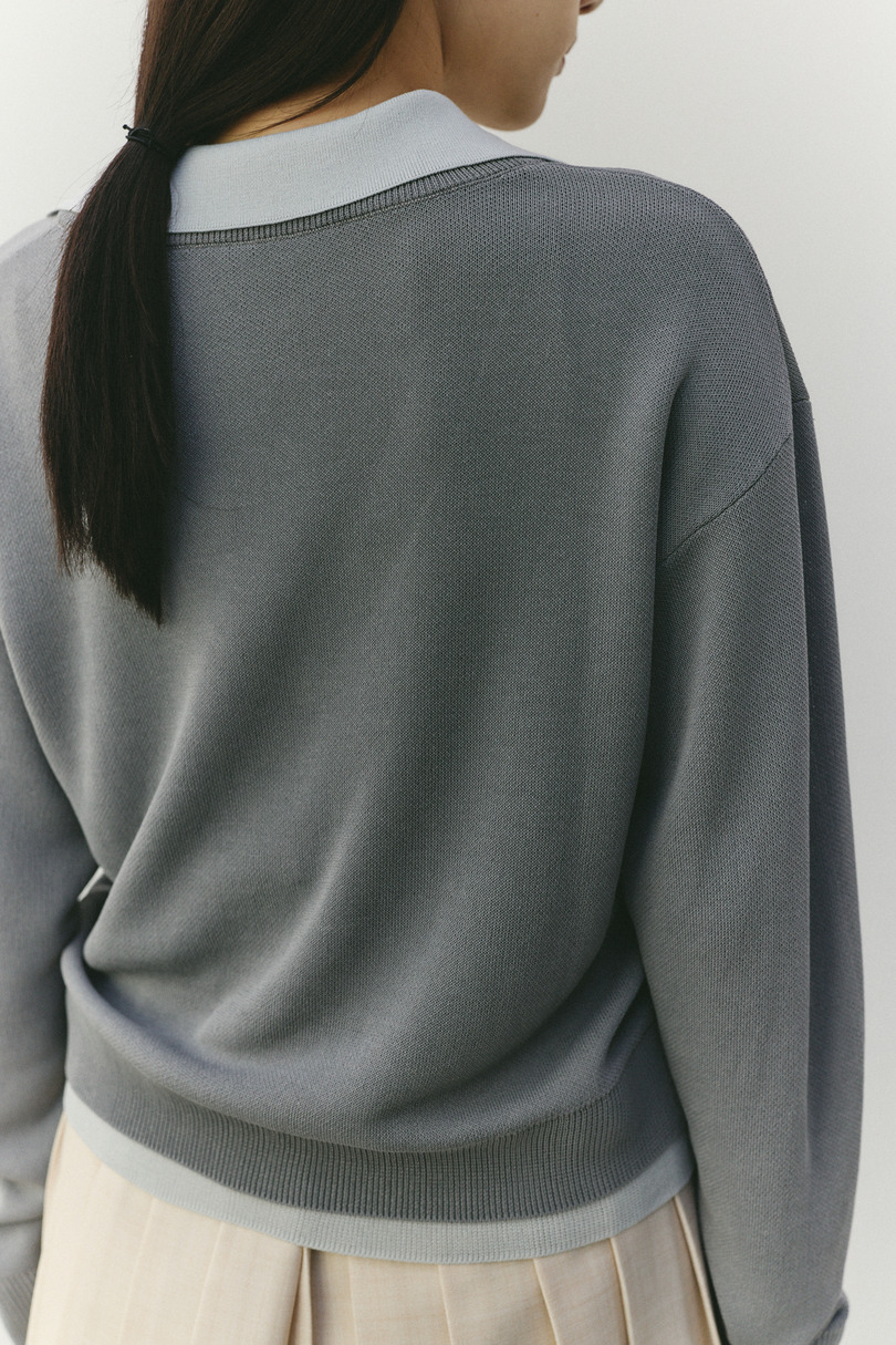 レイヤードポロニットトップ 詳細画像 GRY 9