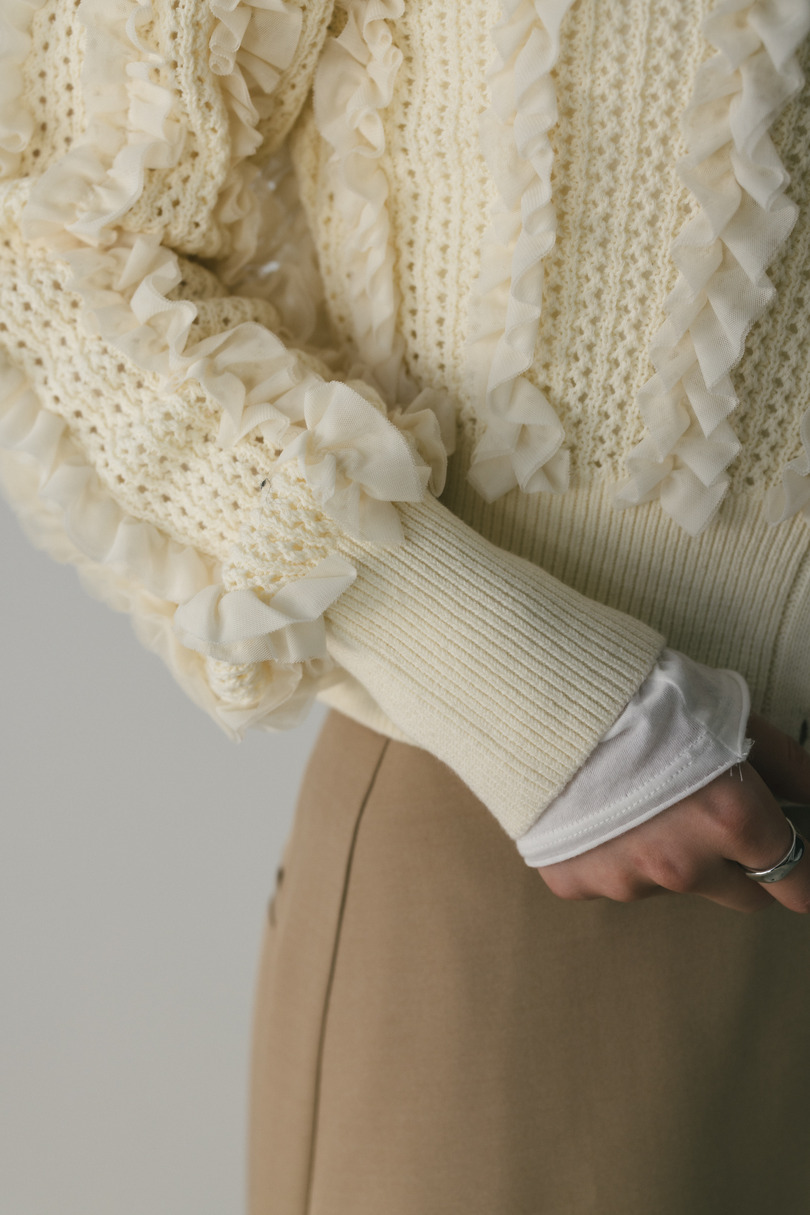 チュールフリルニットカーデ 詳細画像 IVOY 8
