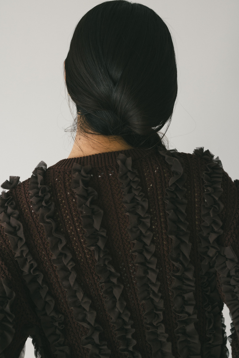 チュールフリルニットカーデ 詳細画像 BRN 8