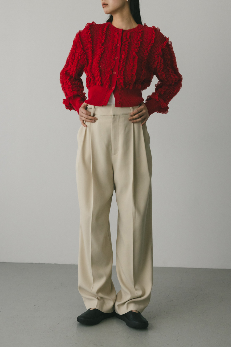 チュールフリルニットカーデ 詳細画像 RED 2